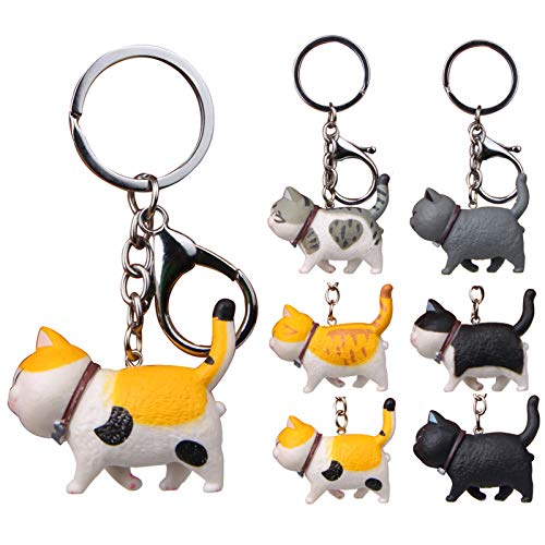 ink2055 Mini Cute Cartoon Chubby Cat Model Hanging Toy Key Ring Keychain Bag Pendant,Car Keychain Accessories for Women Men - Black White, One Size
