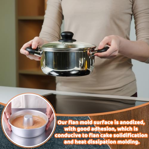 LemonRoad 1.9 Qt Thicken Stainless Steel Double Boiler with Aluminum Flan Inner Mold and Glass Lid for Making Ring Cake, Pudding, Melting Chocolate, Custards Baking Supplies by LemonRoad - Image 5