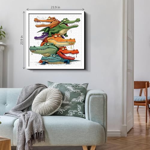 Crocodile Family Puzzles for Adults 1000 Pieces, Funny Cute Animal Jigsaw Puzzles, Challenging Crocodiles Art Puzzle as Home Wall Decor miniatura 3