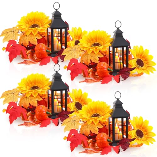 Tujoe 4 Pack Thanksgiving LED Candle Lantern...