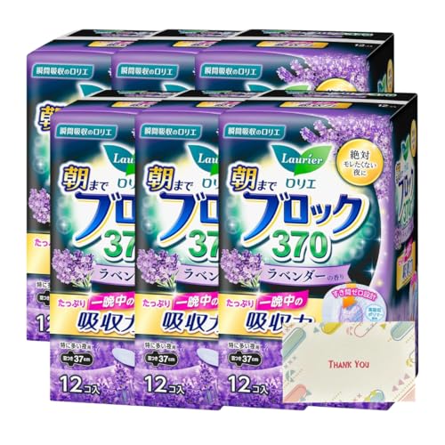 花王 ロリエ 朝までブロック 370 ラベンダー 12コ入 6個セット 生理用品 +Kunutonnオリジナルロゴ入りeおまけ付