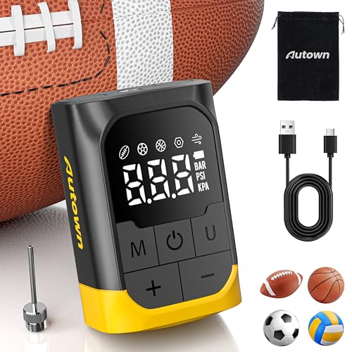AUTOWN Smart Electric Ball Pump for Sports Balls, 17 PSI High-Pressure Basketball Pump with 2600mAh...
