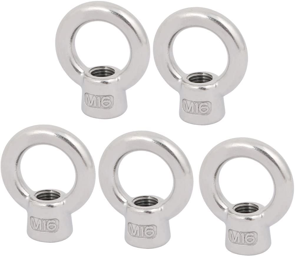 XYWHPGV Lifting Eye Nut M16 Female Thread 304 Stainless Steel Round Shape for Rope Fitting Pack of 5(12f85 bf130 d35dd b7127 b4ed9 5d308
