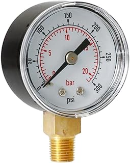 SDENSHI Air Pressure Gauge (0-20 bar) 1/8 inch BSPT Threaded Bottom Mount Multimeter for Water, Oil, Gas - 0-300 Psi