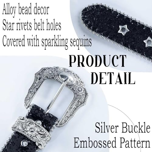 Silver Rhinestone Belt Silver Buckle Belt Star Leather Belt Ladies Belts for Jeans Pants Dresses3
