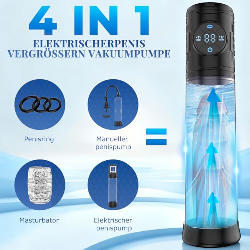Penispumpe Vakuumpumpe für den Mann Penisvergrößerung, 9 Saugstufen & 9 Trainingsmodi Elektrische Penis Pumpe, Sex Spielzeug für die Männer Masturbator Penies Pump Verlängerung
