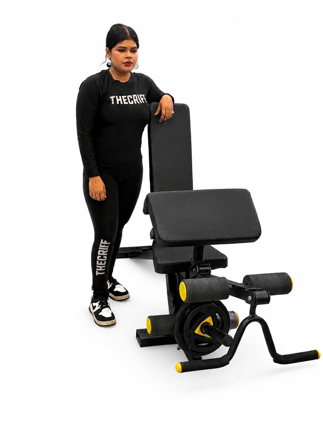 6-in-1 Adjustable Gym Bench with Leg Curl & Extension, Preacher Curl, Incline Decline Flat Bench, Heavy Duty 4x2" Pipe Structure, Powder Coated Commercial Workout Bench for Home Gym & Strength Training-image-23