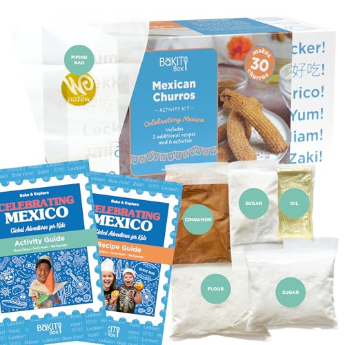 Bākit Box Churros Baking Kit For Kids, Authentic Mexican Dessert With Printed Recipe & Activity Guide, Fun Stem Learning Gift For Ages 5–12, Homeschool & Family Cooking Set
