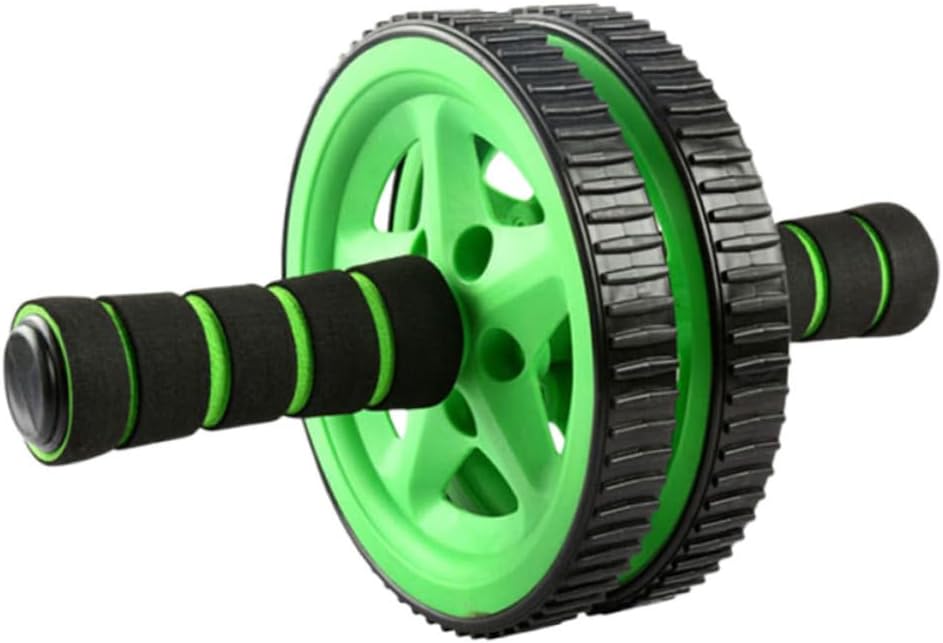 Dual Wheel Ab Roller with Non Slip Sponge Handle Green Exercise Equipment for Core Strength Abdominal Muscle Training and Home Workouts for Men and Women