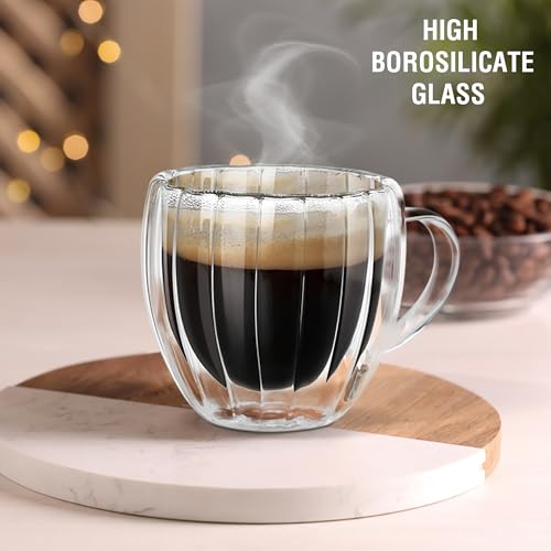 Image of Treo by Milton Orbit High Borosilicate Glass Tea & Coffee Mug Set of 2, 150 ml Each I Micro Wave & Refrigerator Safe I Reduced Condensation I Food Safe I Premium Gifts for Woman, Man