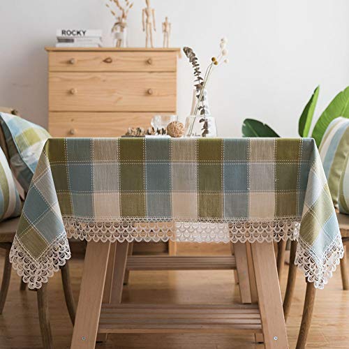 Nappe polyester rectangulaire motif plaid frais pour table basse