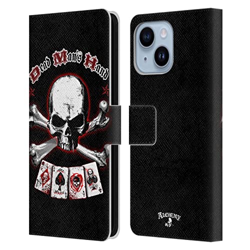 Étui iPhone 14 Plus cuir portefeuille Alchemy Gothic Main du Mort