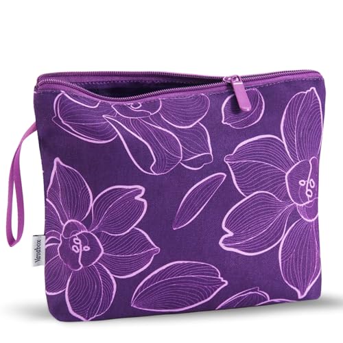 Vavabox Personalized Makeup Bag, Birthday Gifts for Women Girl Cosmetic Bag, Travel Makeup Pouch (Purple Narcissus)