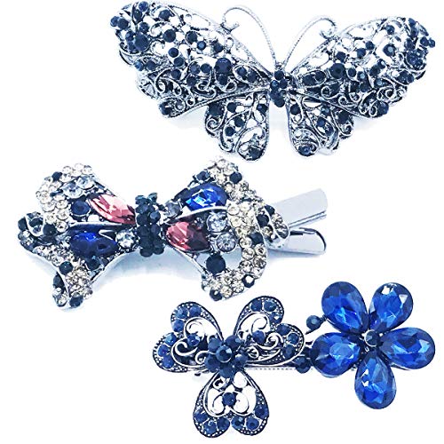 Barettes And Hair Clips for Women Butterfly Hair Barrettes for Women Crystal 3 Pieces