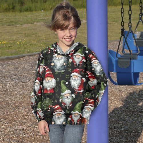 Kids Hoodies Sweaters Christmas Xmas Gnome Dwarfs Hooded Sweatshirts with Big Pockets for Boys Girls B04004414