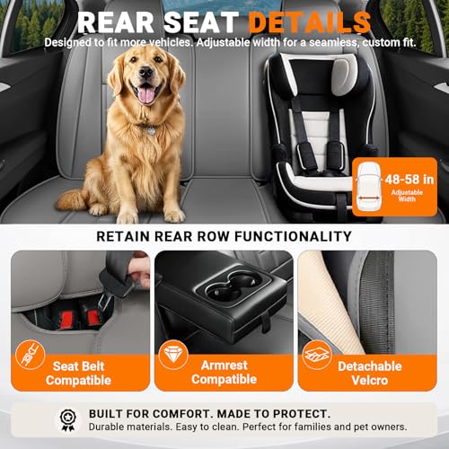 Image of Car Seat Cover for Chevrolet Trax Seat Covers 2015-2025, Nappa Leather Waterproof Seat Covers for Cars, Airbag Compatible, Automotive Car Seat Covers Full Set(5 Seats /Gray)