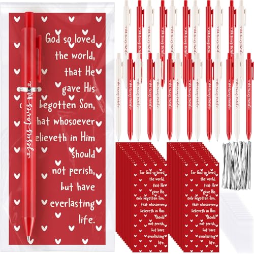 Sayglossy 25 Set Valentine‘s Day Christian Gifts Bulk Include Bible Verse Valentine‘s Day Ballpoint Pens Jesus Loves Me Pens Inspiring Quote Bookmarks Religious Bookmark for Women Men Office Gifts