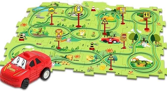 Miniatura 1 de Juego de rompecabezas de autos de pista 2023, vehículo de juguete y tablero de rompecabezas de plástico de ensamblaje, regalos para niños y niñas a