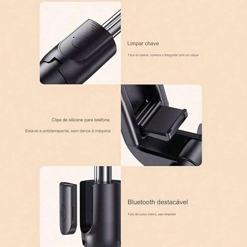 Bastão de Selfie Bluetooth Sem Fio com Tripé Integrado e Luz LED Ajustável Com Controle Remoto - Ace
