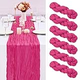 6 Pack Hot Pink Cheesecloth Table Runner Gauze Table Runner 10FT Long Semi-Sheer Table Runner Boho or Rustic Wedding Table Decor for Wedding Decor Arch Draping Bridal Shower Holiday Party