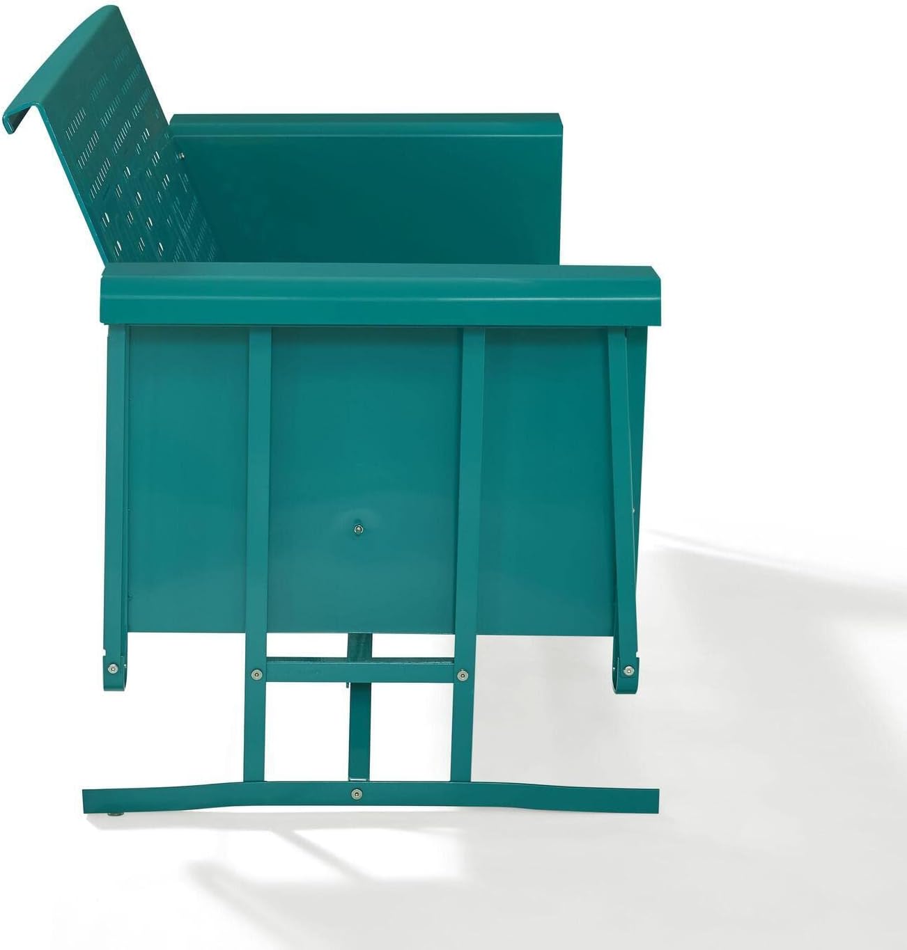 Renaissance Refinement Retro Style Basket Weave Material Outdoor Metal Sofa Glider Turquoise Gloss - 28" D x 65.75" W x 32.5" H