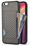 ZVEdeng iPhone SE 2022 Case, iPhone 8 Wallet Case, iPhone 7 Card Holder Case, Shockproof Credit Card Case Carbon Fiber Card Clip Slim Wallet Case Cover for Apple iPhone SE 2022/2020//8/7 4.7'' Black
