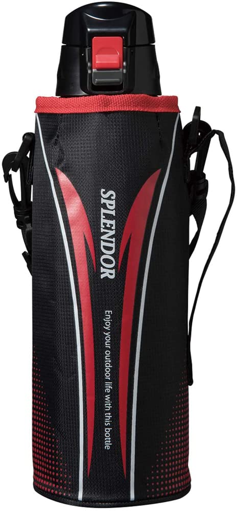 Tufco F-5023 Sports Bottle, Black Red, 3.8 fl oz (1 L), Spendor One-Touch Sports Bottle