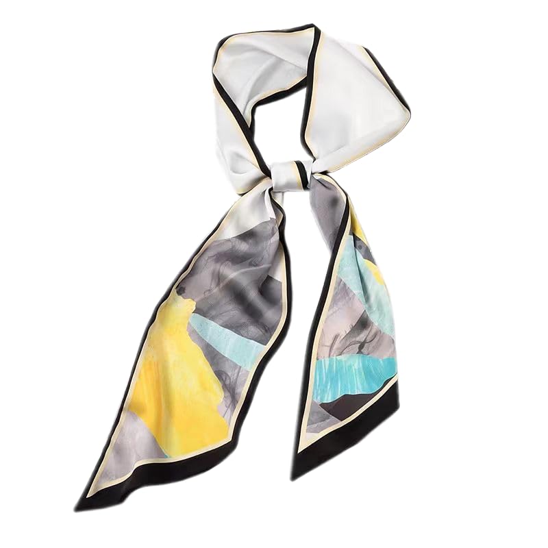 GIMIRO Satin Seidenschal 148 x 13,5 cm Krawatte Double Layer Bund für Blazer, Mantel, Kleid