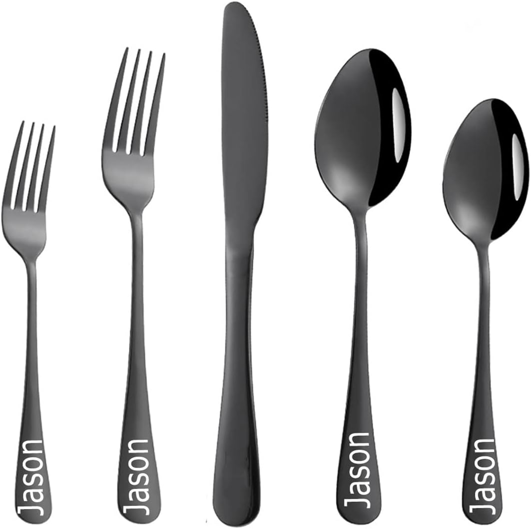 Amazon.com | OBTIAN Stainless Steel Customized Flatware Set,Engraving ...