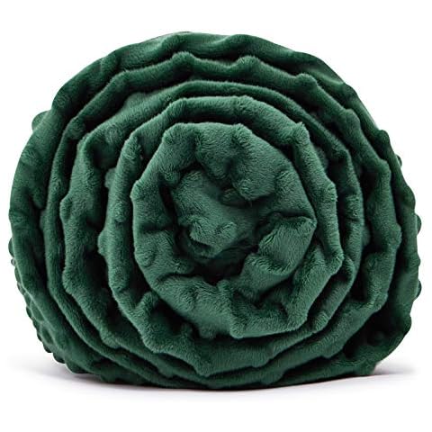 TONGDADA Weighted Blanket Cover (Dark Green Minky Dot, 60''x80'' Duvet Cover) Cover