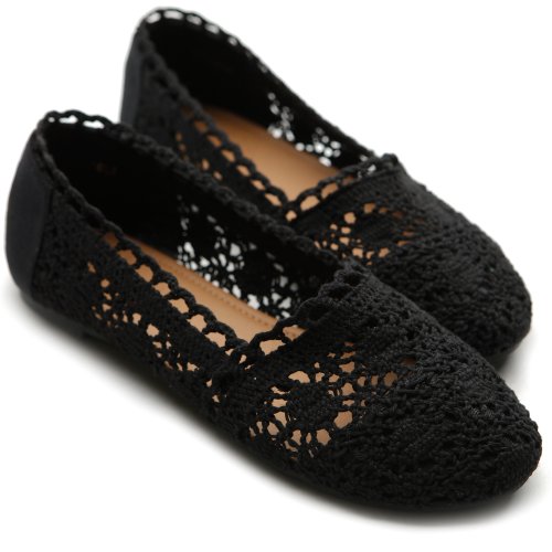 Ollio Womens Shoe Lace Ballet Breathable Flat Zm1023(9 B(M) Us, Black) #TOP3