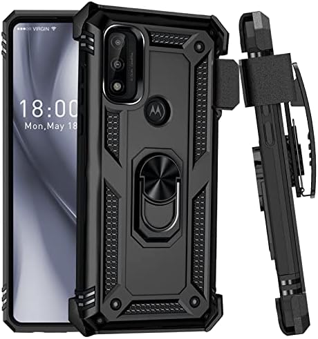 for Moto G Pure/Moto G Power 2022 Case with Belt Clip Holster Ring Holder, Military Grade Protection Cover[Fit for Magnetic Car Mount] Anti Scratch Case for Moto G Pure/Moto G Power 2022 (Black)