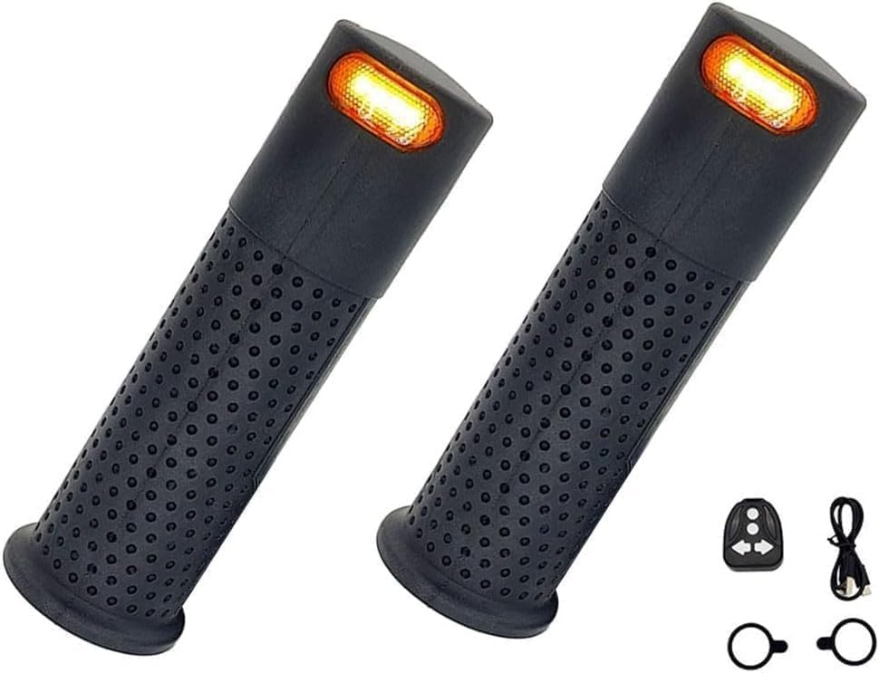 Empuñaduras de manillar de scooter eléctrico con luces intermitentes integradas, para Xiaomi M365/Pro 1S/Pro 2/Mi3, silicona-ABS, 135 mm, negro/gris
