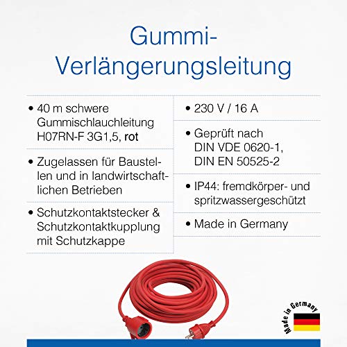 as-Schwabe 60272 Rubber Extension Cable 5 Metres H07RN-F 3G1.5 IP44 Industrial Quality, Construction Site, 60374 - Image 3