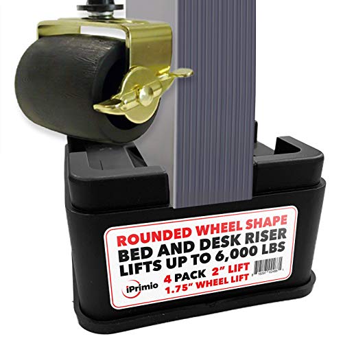 Iprimio Stackable Furniture Risers, Fits Caster Wheels - Square, 2 Inch Lift, Heavy Duty, 4 Pack, Up To 6000Lbs - Bed Raising Blocks - Safe, Sturdy Bed Lifts For College Dorm Rooms, Couches, Desks #TOP19