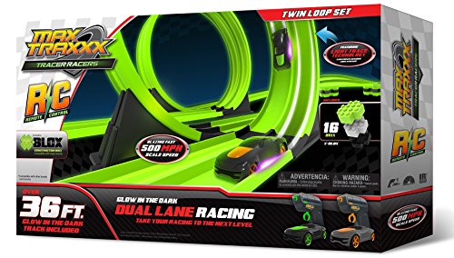 Max Traxxx 098216 R/C High Speed Remote Control Twin Loop Track Set with Two Cars for Dual Racing