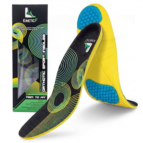 KineticForce Sport Running Insoles for Men & Women – Shock Absorbing Gel Shoe Inserts with Arch Support – Performance Insoles for Training & Running (Medium - Women's 6-10)