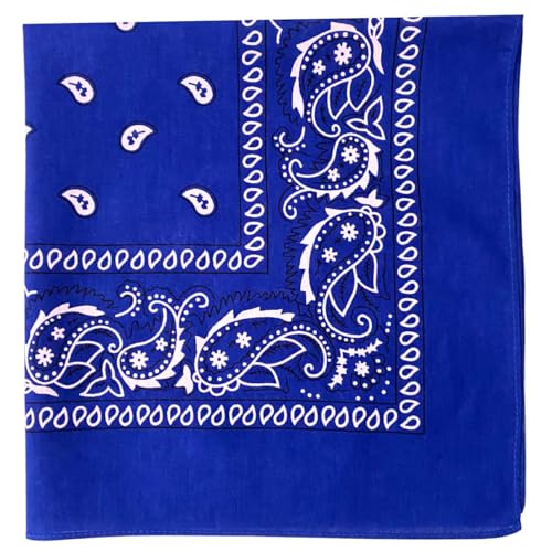 MDSTYLE 100% Cotton Bandana for Men & Women 22 x 22 Paisely Pattern Handkerchief Headband Scarf Dog (Royal Blue)
