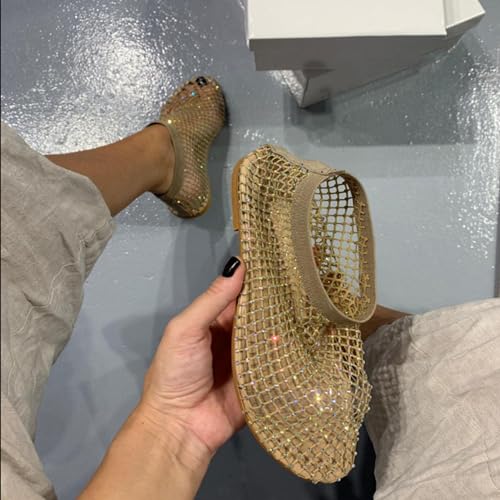 StoneLiquid Glittery Stretchy Net Shoes Women Ultra Comfortable Shiny Gem Mesh Flats Sparkle Shoe2