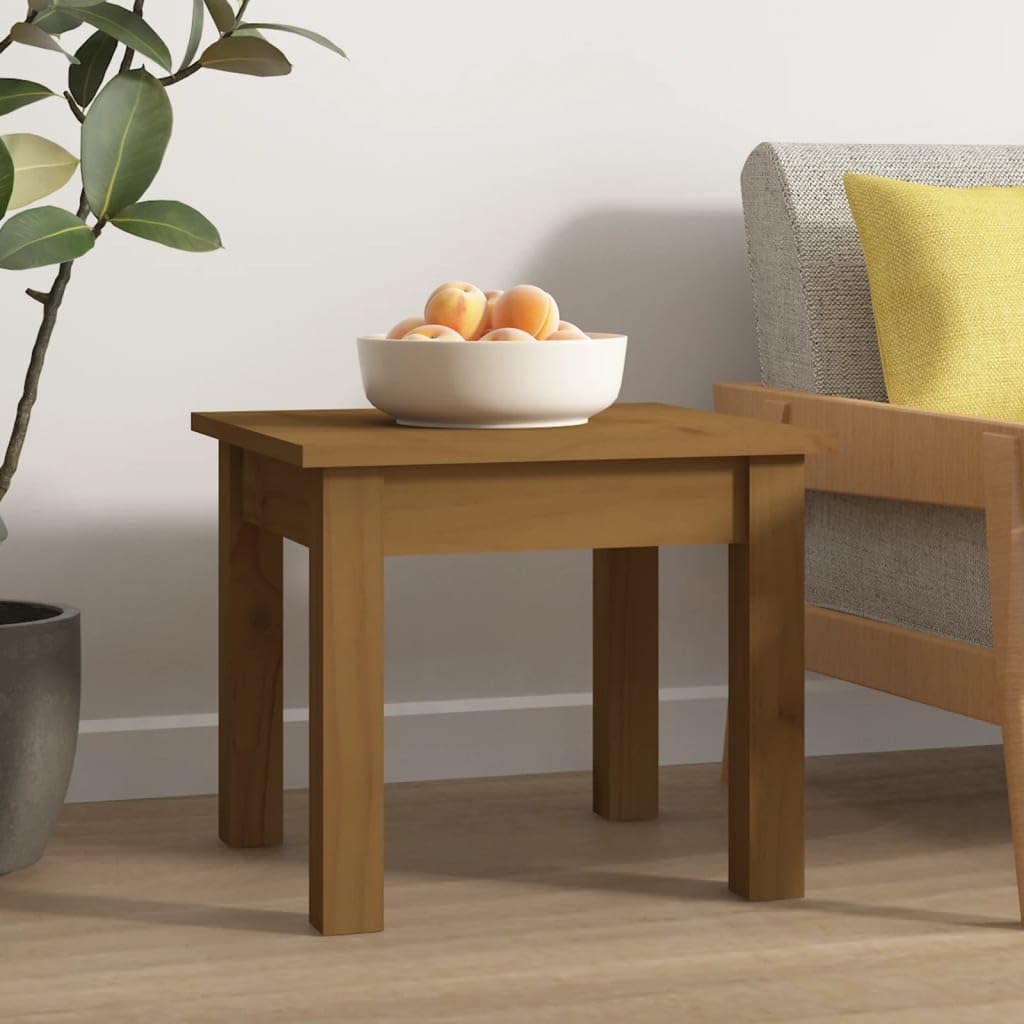 Mesa de centro marrón miel 35 x 35 x 30 cm madera maciza de pino para salón, sofá, mesa auxiliar con espacio de almacenamiento para salón, habitación de invitados, oficina y pasillo
