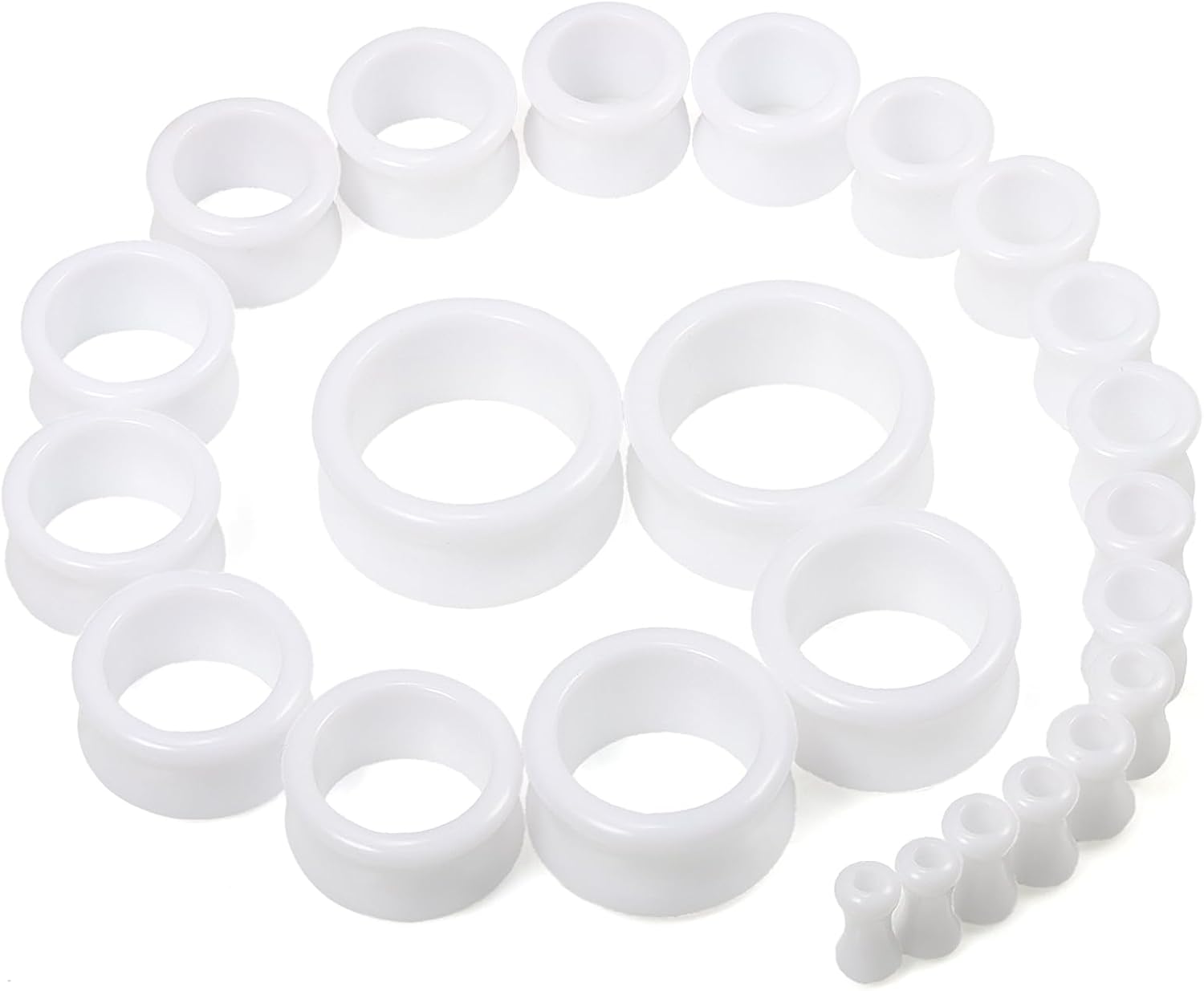 6G-26mm Acrylic Plastic Ear Gauges Tunnels Stretching Kit Double Flared Plugs Tunnels Expanders Stretcher Saddle Gauges Earrings for Men Women Black White Clear