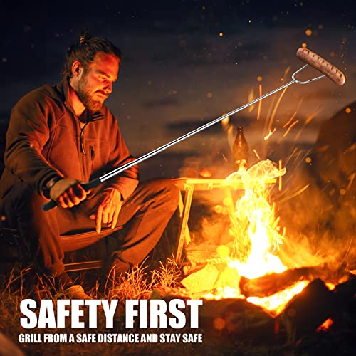 DIKER Grillspieße Teleskop Marshmallow, Stockbrot Stöcke Roasting Sticks Schaschlikspieße, Lagerfeuerspieße Edelstahl Ausziehbar, Grillstab, Grillbesteck Set für Camping Grill (10er Pack, Edelstahl)