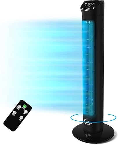 Simple Deluxe - Ventilador de torre oscilante eléctrico de 32 pulgadas con control remoto para interiores, dormitorio y oficina en casa (negro)