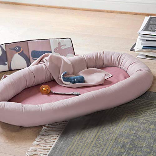 Baby Lounger with Removable Cover Baby Nest, Double Color Stitched Baby Lounger Nest Co Sleeping Baby Bassinet, Durable and Machine Washable, Organic and Soft Newborn Lounger Bed Pink