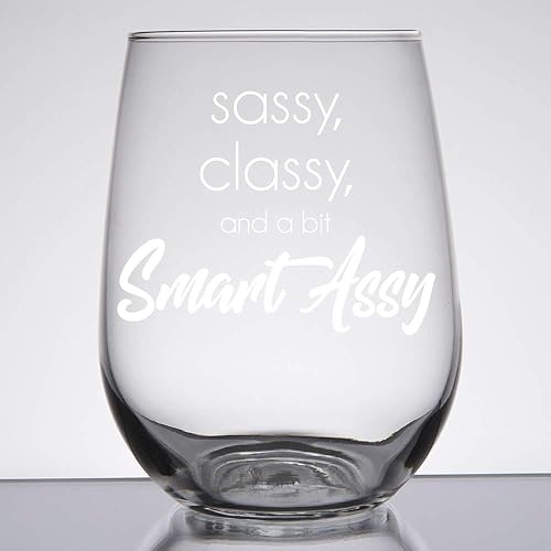 Miniatura 9 de IT'S A SKIN Divertida copa de vino sin tallo de 17 onzas con frases divertidas para mujeres. Para la mujer atrevida con clase e inteligente y mejor