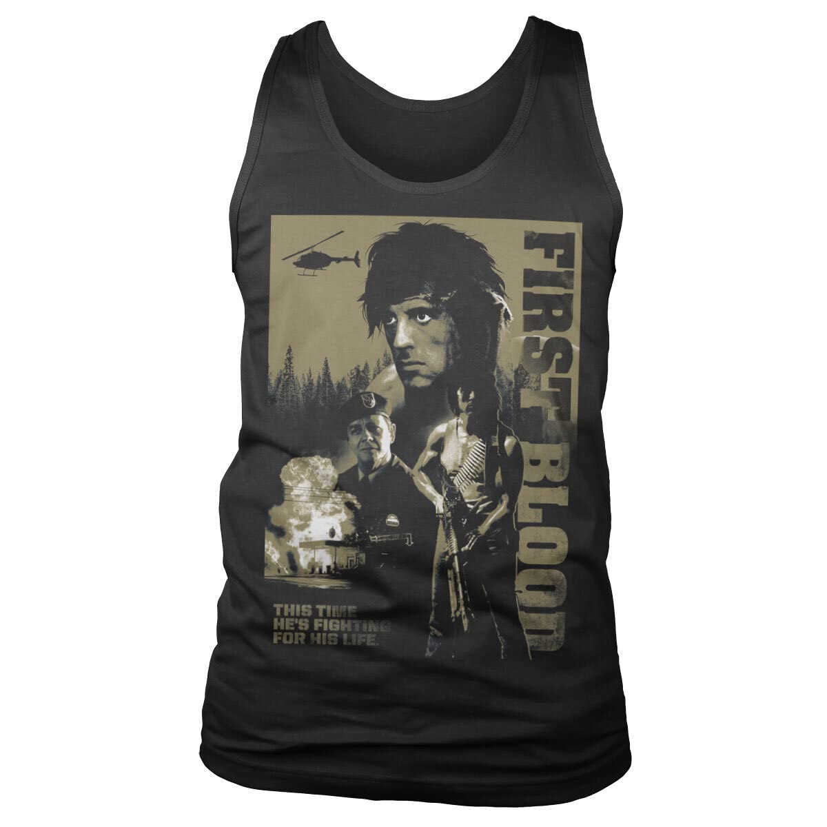 Rambo Unisex Black Officially Licensed First Blood Mens Tank Top Vest (Black), Medium