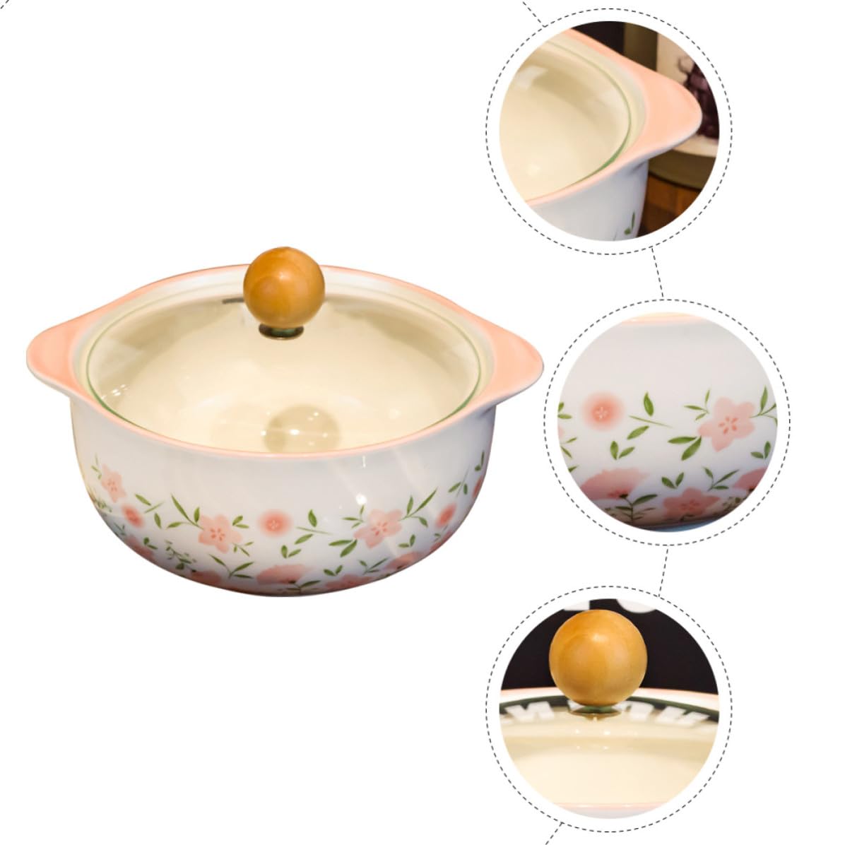 Sosoport Tazón de Ramen de Cerámica Resistente al Desgaste Tapa, Apto para Microondas, Adecuado para Cocina y Fiestas, Diseño Simple y Multifuncional