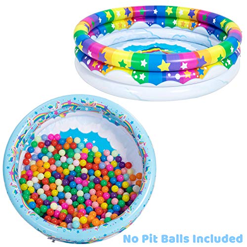 2 Pack 45'' Unicorn Rainbow & Rainbow Inflatable Kiddie Pool Set, Family Swimming Pool Water Pool Pit Ball Pool For Kids Toddler Indoor Outdoor Summer Fun #TOP2