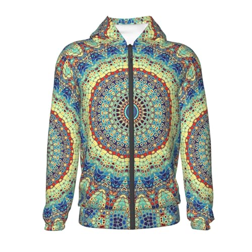 Round Mandala1 Kids Pullover Hoodies Boys Zip Up Sweatshirts Girls Athletic Clothes with Pocket2