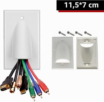 Multimedia Cable Wall Plate Faceplate Single Compartment White (Pack of 2)